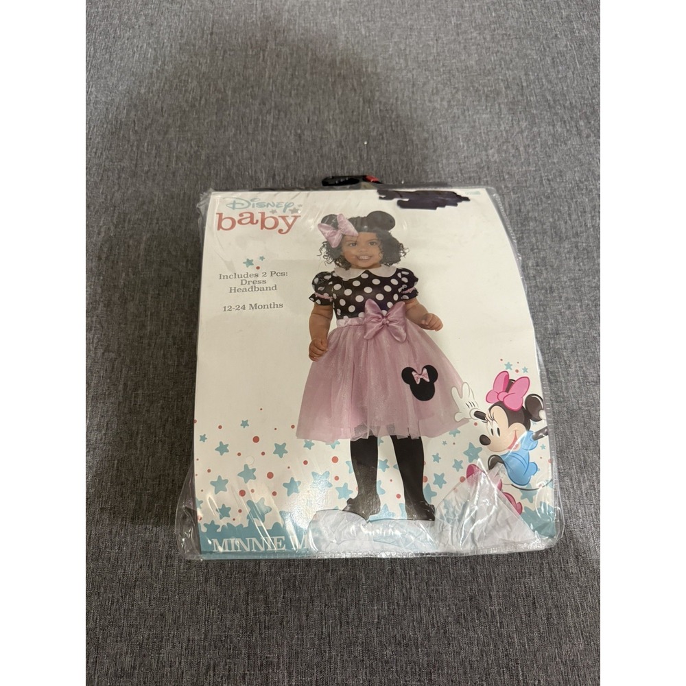 Disney Baby Minnie Mouse Costume 12-24 Months Dress-Up Pink Dress + Headband